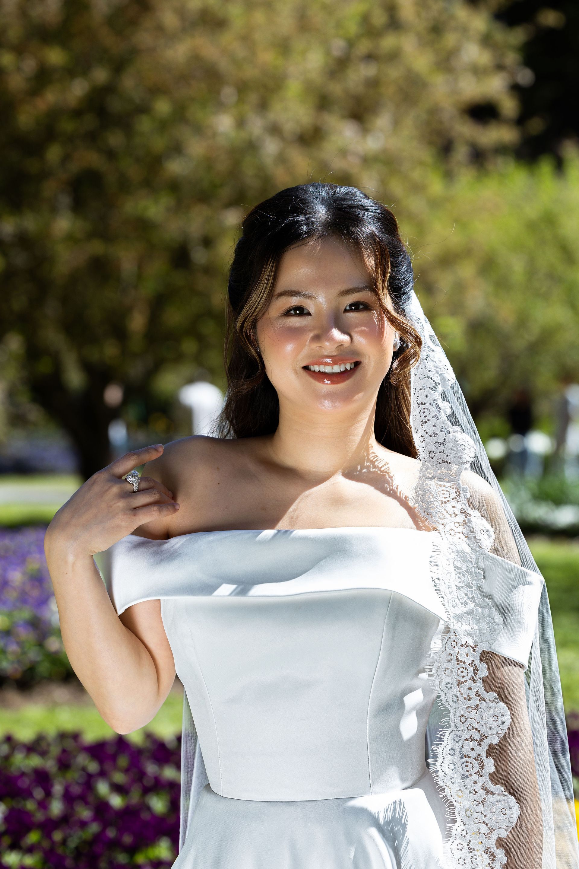 Wedding dress with Mantilla veil