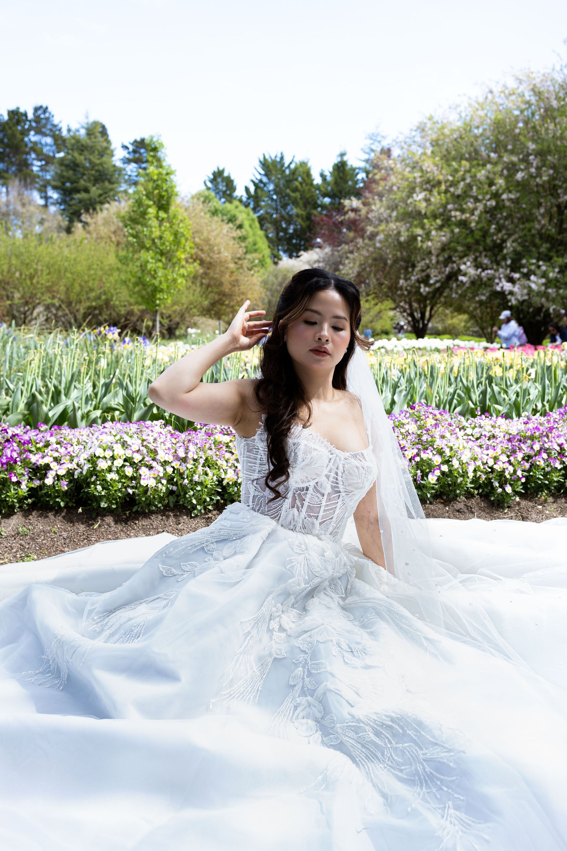 Wedding dress with veil detail