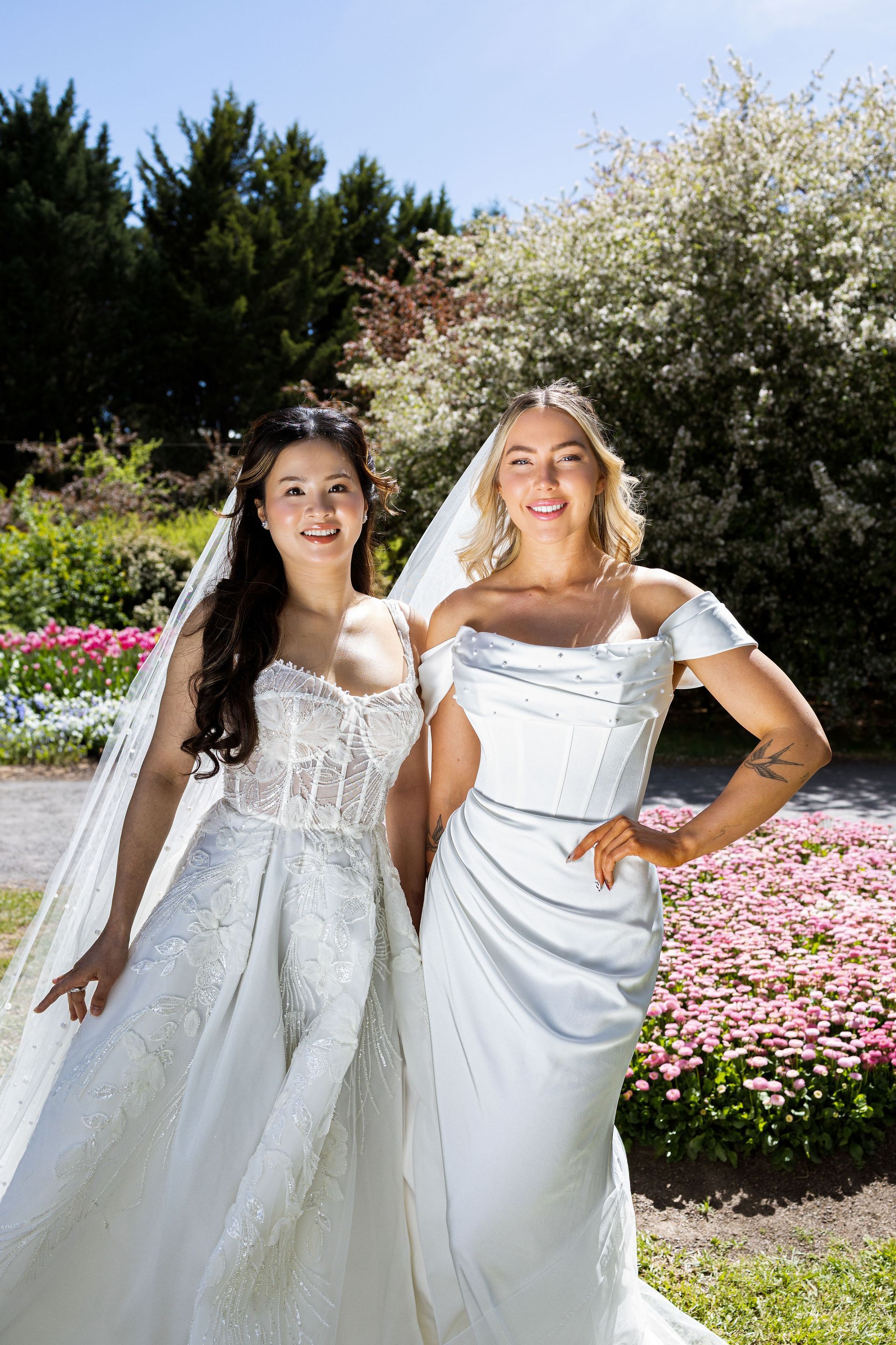 Wedding dress with wrap detail