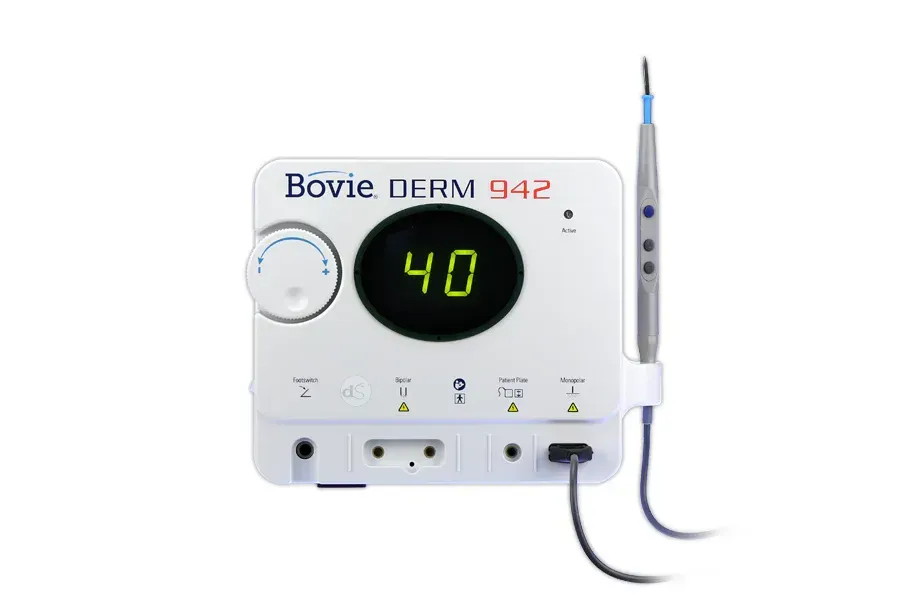 White Bovie Derm 942 electrosurgical unit with a digital display showing