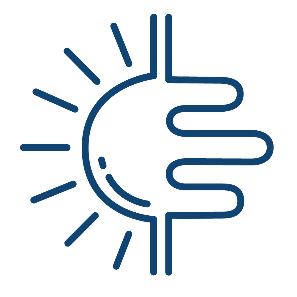 Sol og rør som illustrerer varmtvann - logo varmtvannsbereder