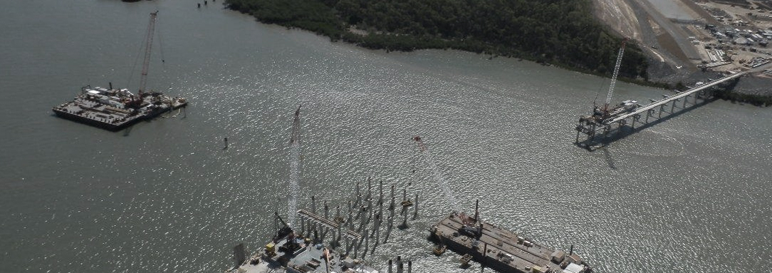 Aerial view of the project under construction by professionals
