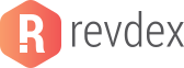 Logo for Revdex. Orange hexagonal shape with a white 