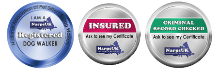 NarpsUK Dog Walker Registered Badge, Insured Badge and Criminal Record Checked Badge