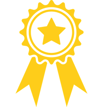 A yellow ribbon with a star in the middle.
