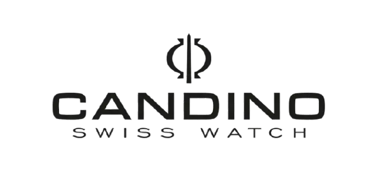Candino Swiss Watch-logo i sort på hvid baggrund