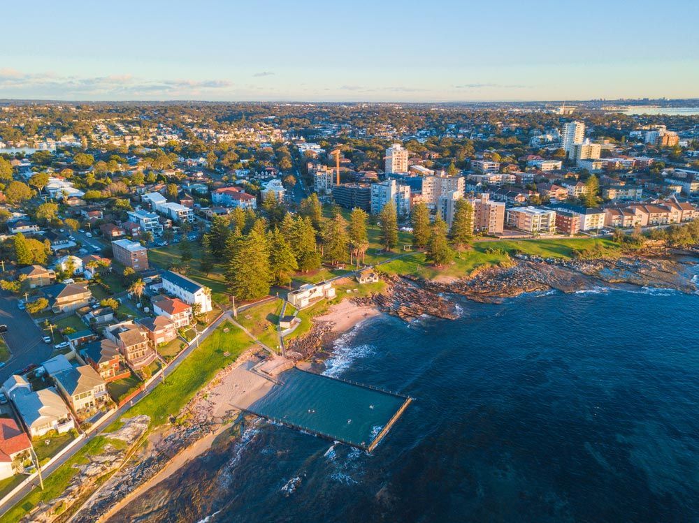 Aerial View Of Cronulla Coastline With Ocean Pool — Fire Protection in Cronulla, NSW