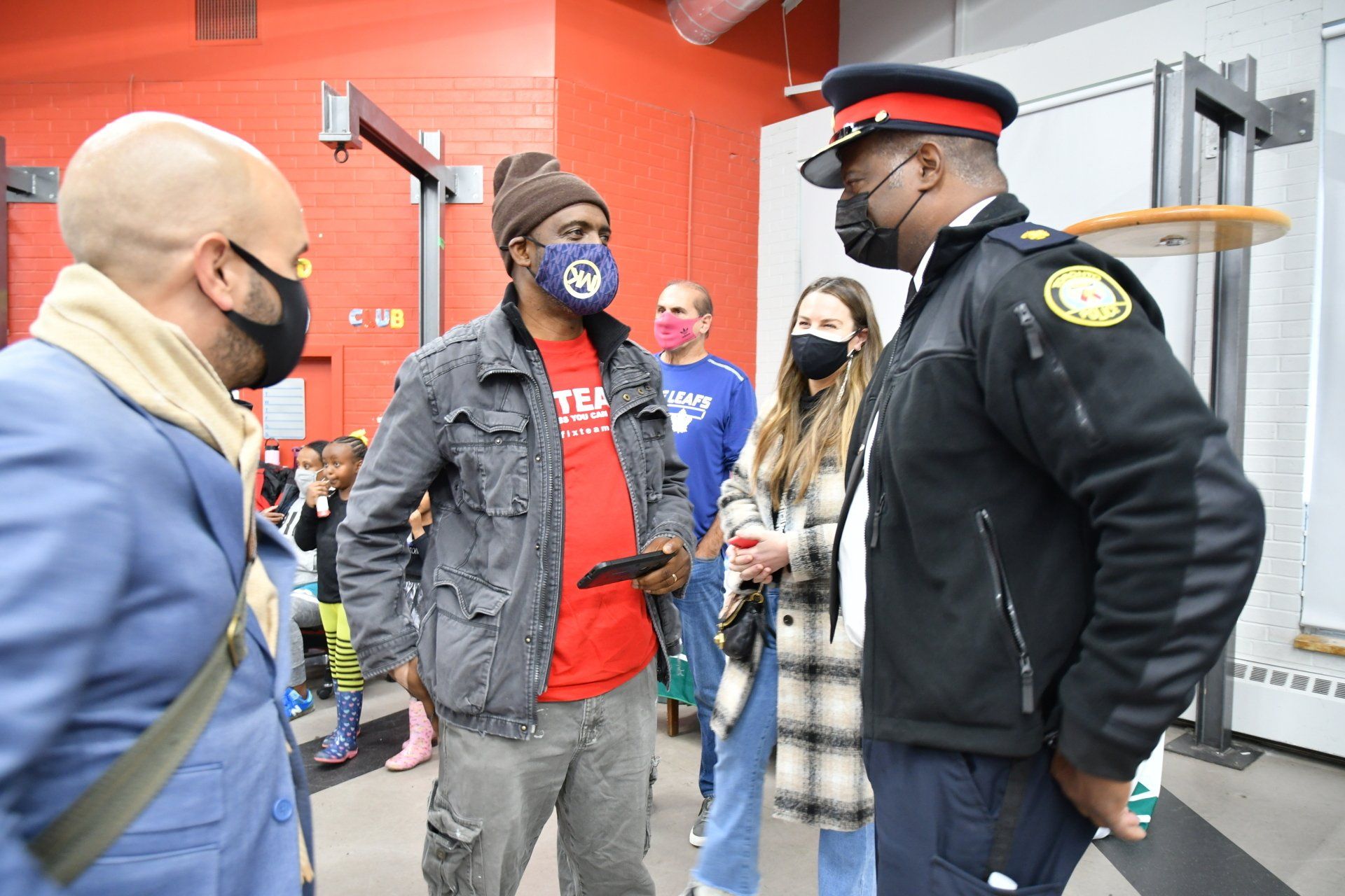 Super intendant talking to community members