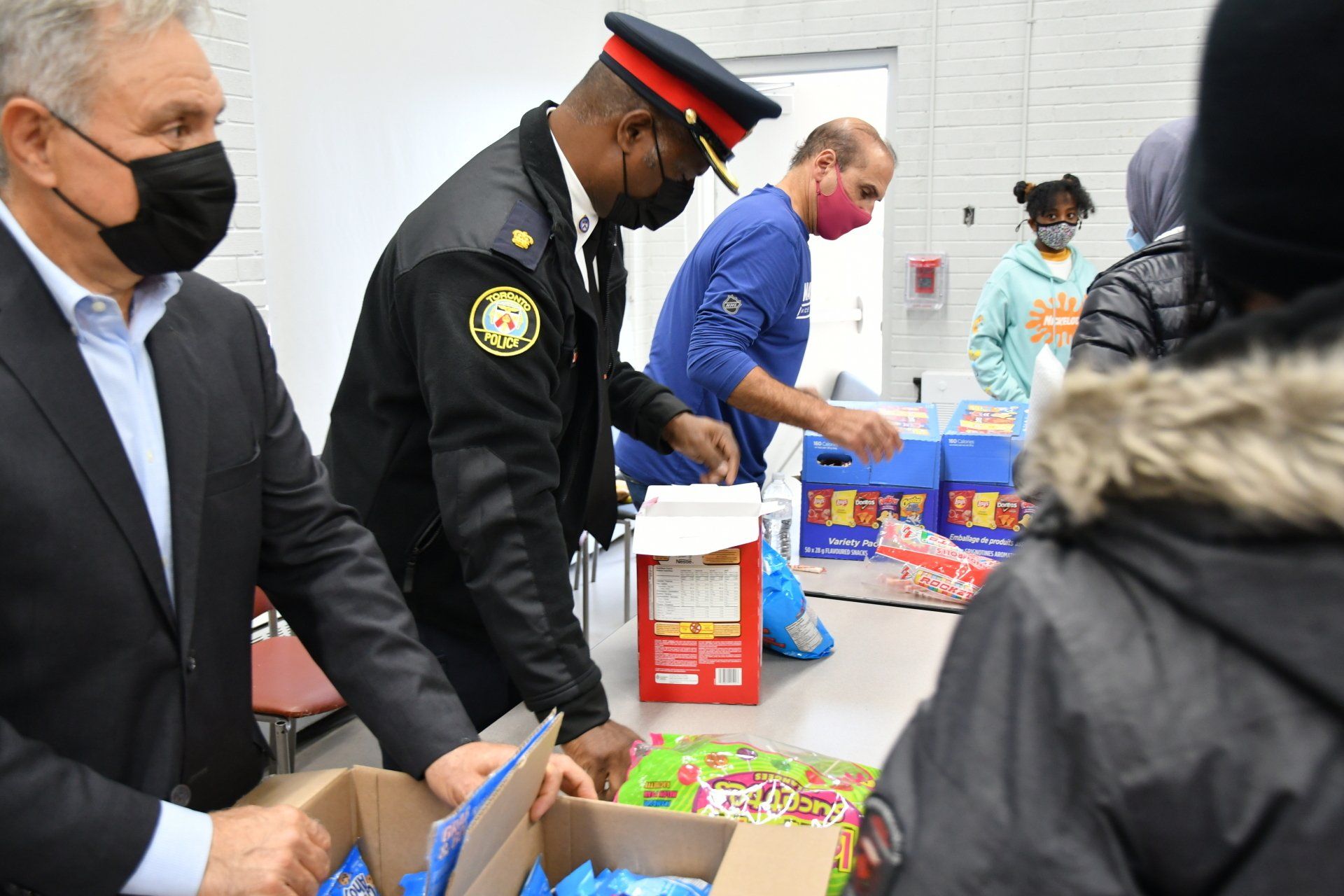 Superintendent handing out candy's