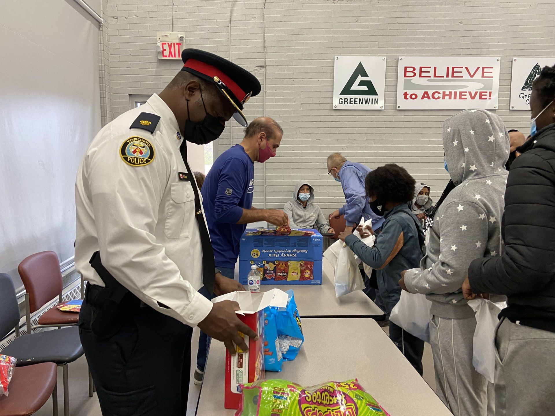 Superintendent handing out treats