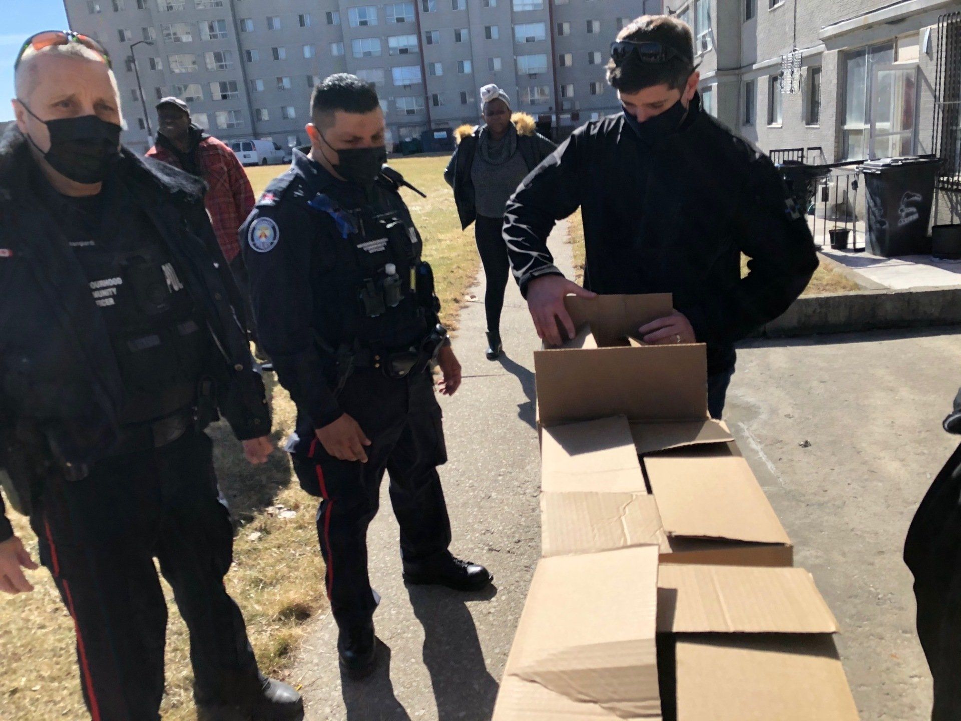 Loading van with food