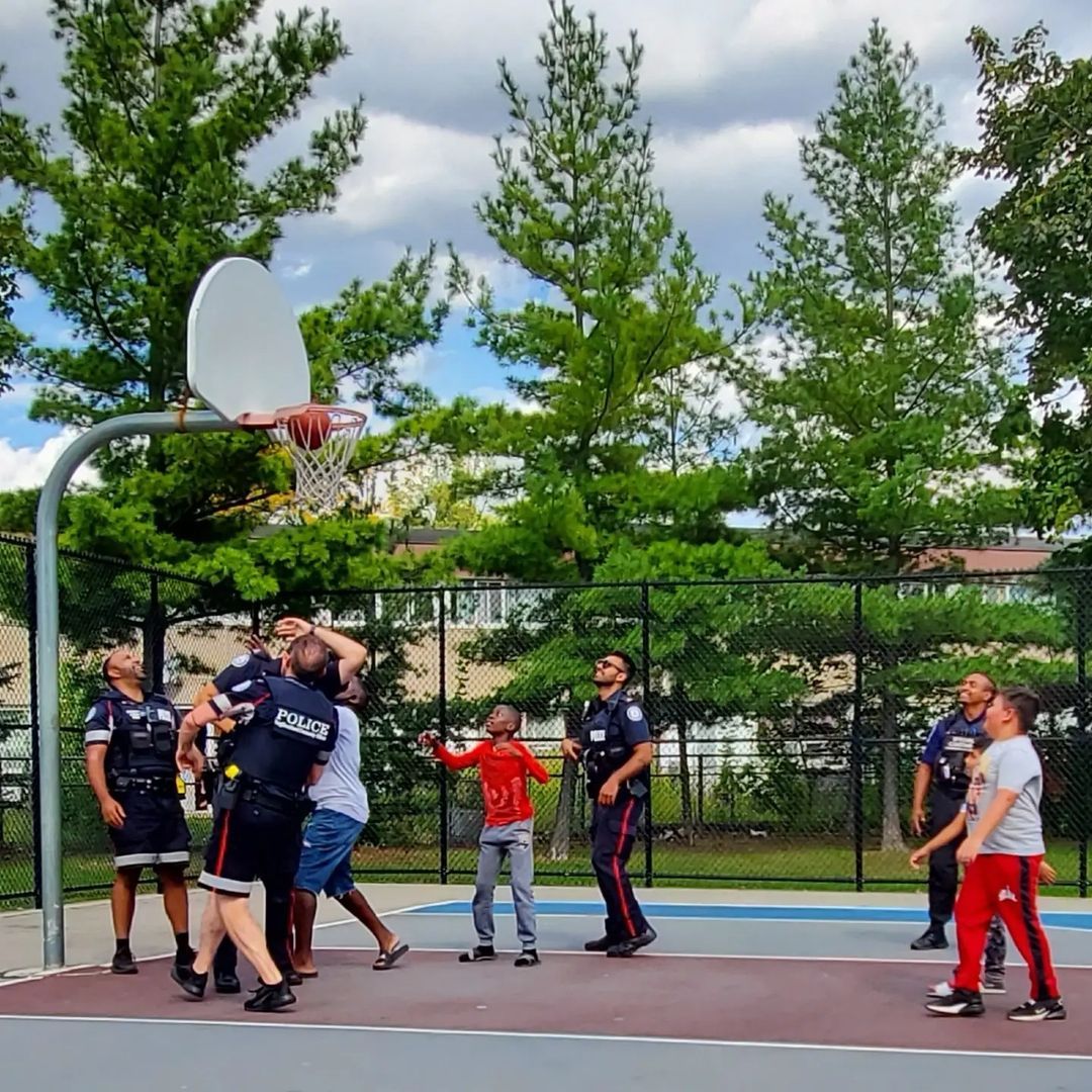NCOs playing Pickup Basketball Game at Oakdale Park