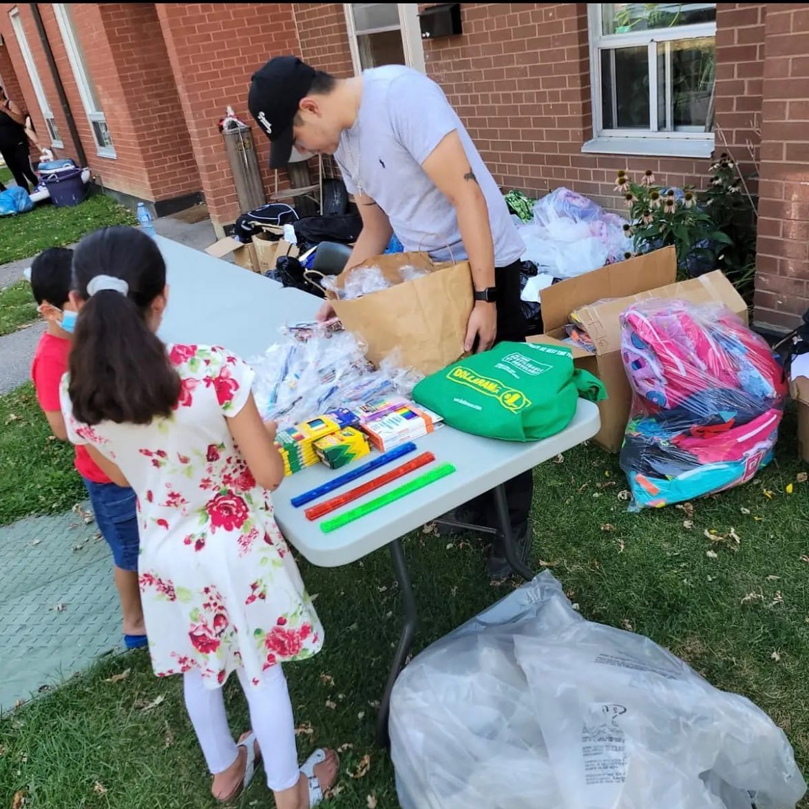 Giving youth school supplies