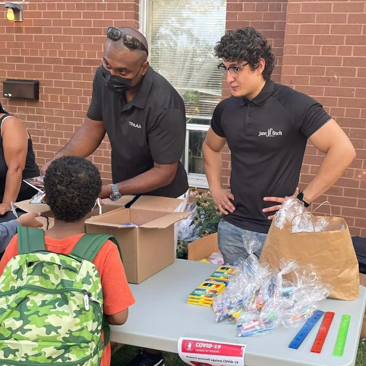 Giving youth school supplies