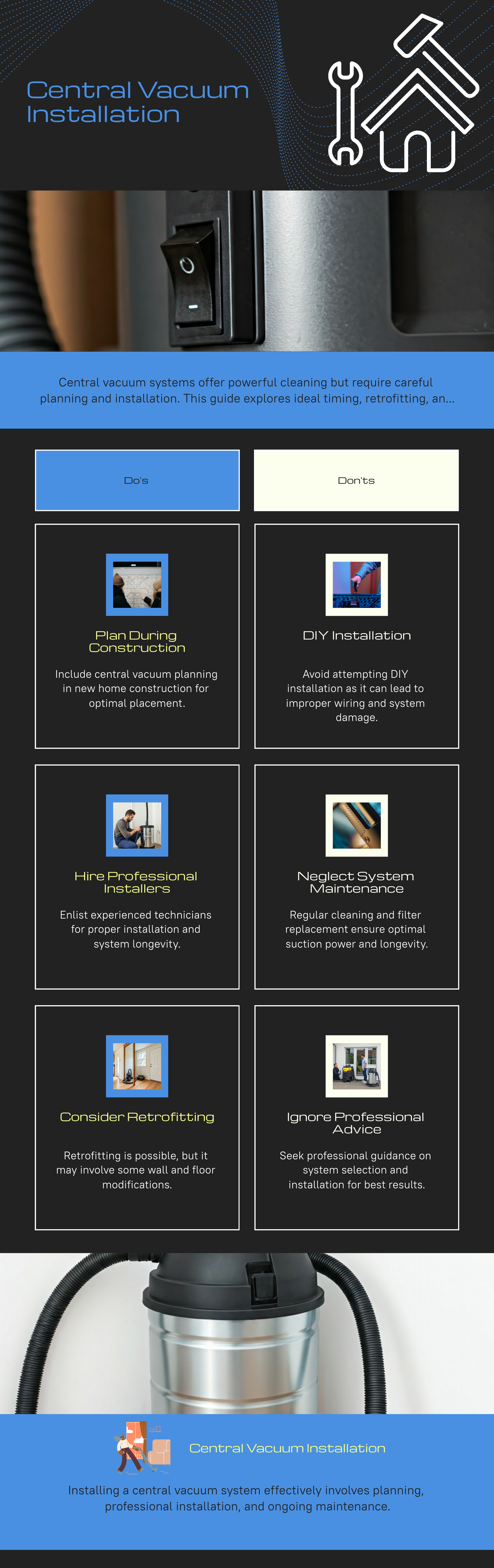 installation central vacuum infographic