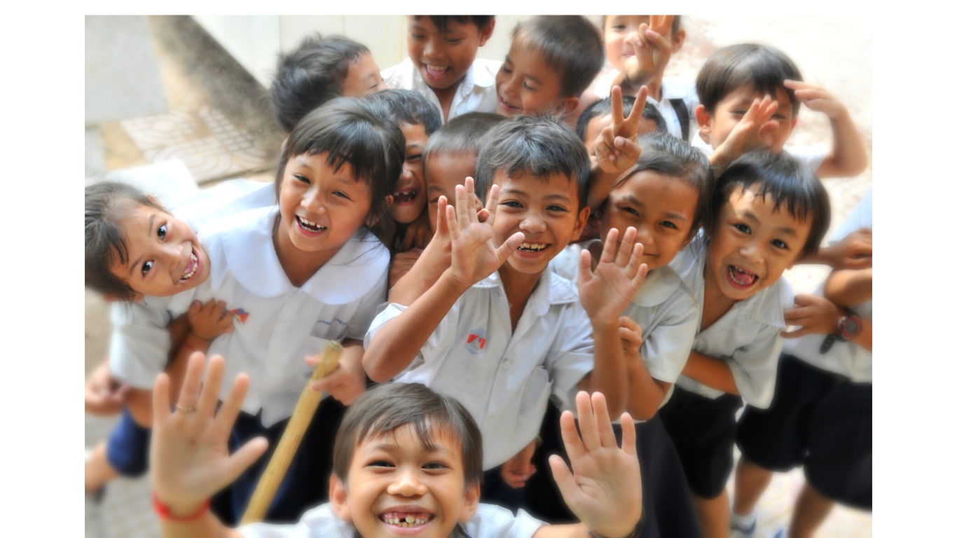 Joyful primary school children.