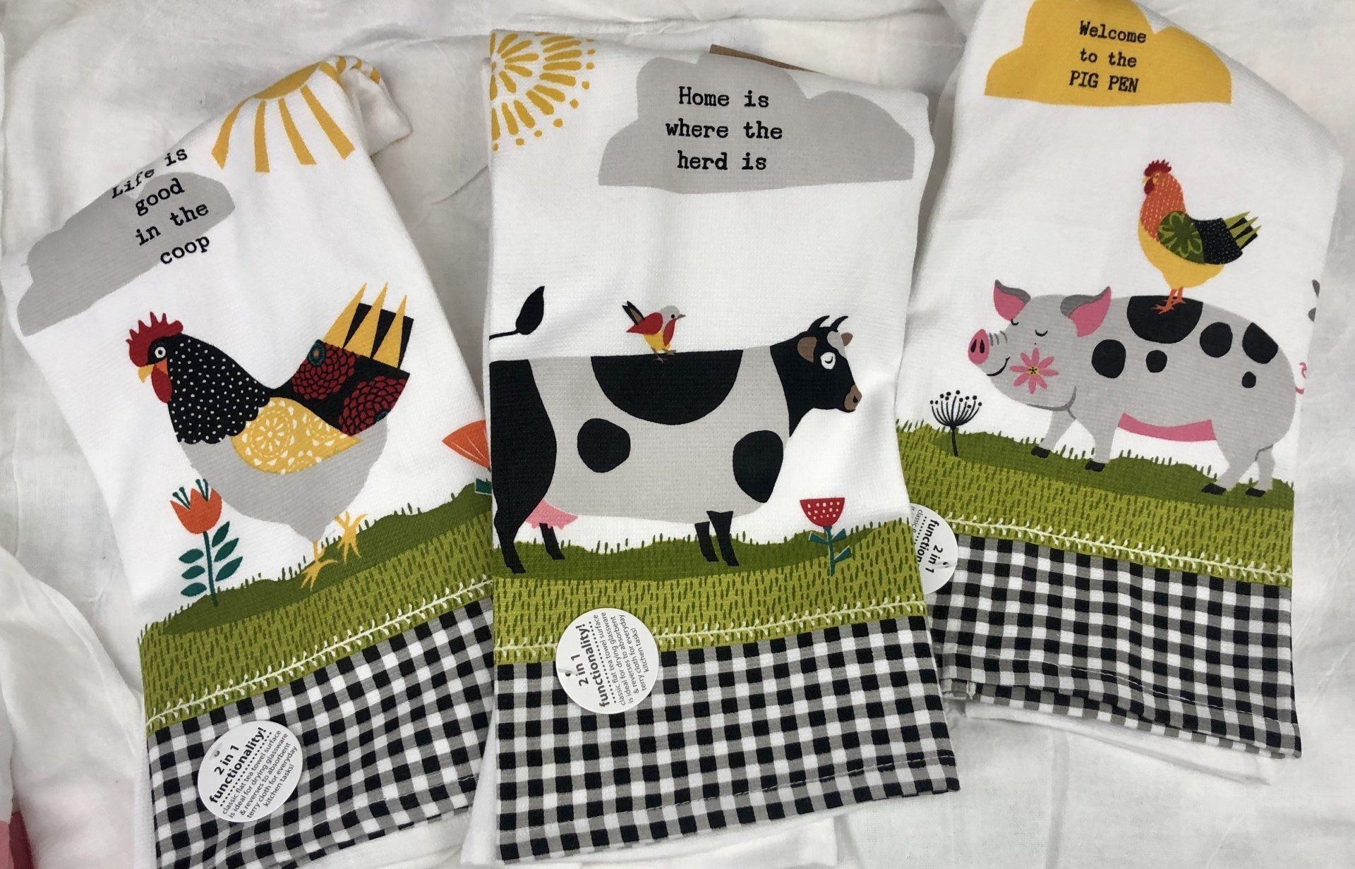farm animal kitchen towels