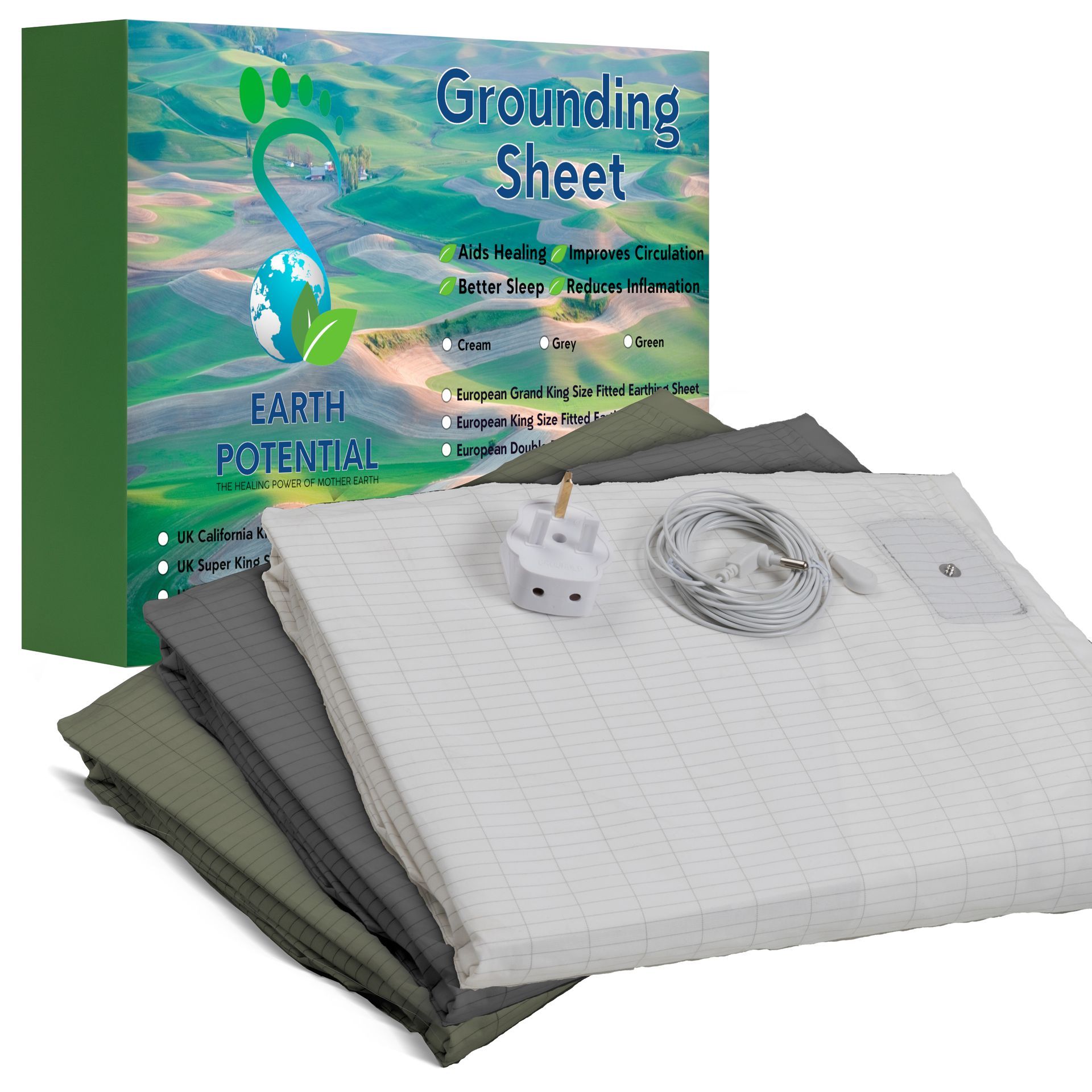 UK Grounding Sheets in White, Grey and Green by Earth Potential