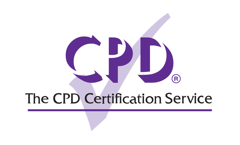 A purple logo for the cpd certification service