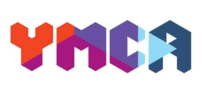 The ymca logo is made of colorful geometric shapes.