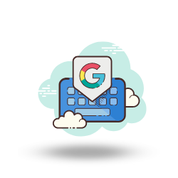 Um ícone de teclado com o logotipo do Google.