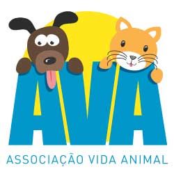 Um cachorro e um gato estão espiando a palavra ava.