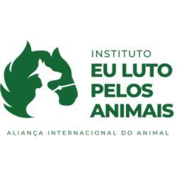 The logo for instituto eu luto pelos animais shows a dog and a horse.
