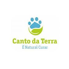 A logo for canto da terra e natural curar with a paw print and a leaf.