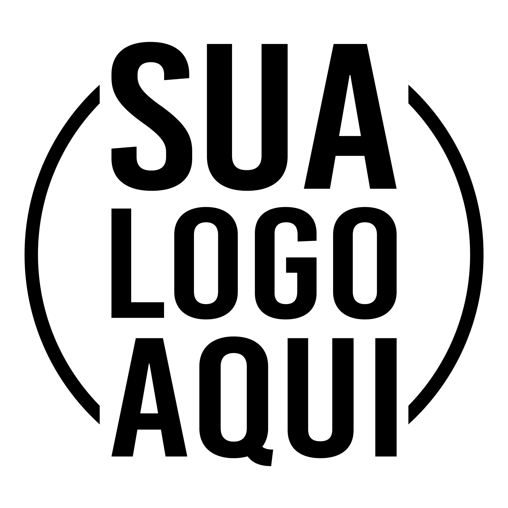 Um logotipo em preto e branco com as palavras ``sua logo aqui'' em um círculo.
