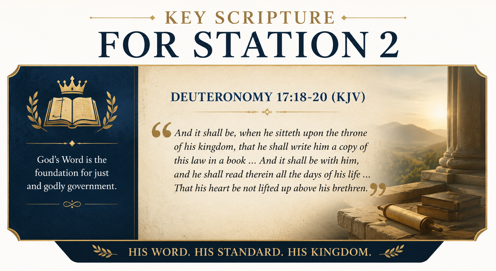 Key Scripture for Station 2 - Deuteronomy 17:18-20