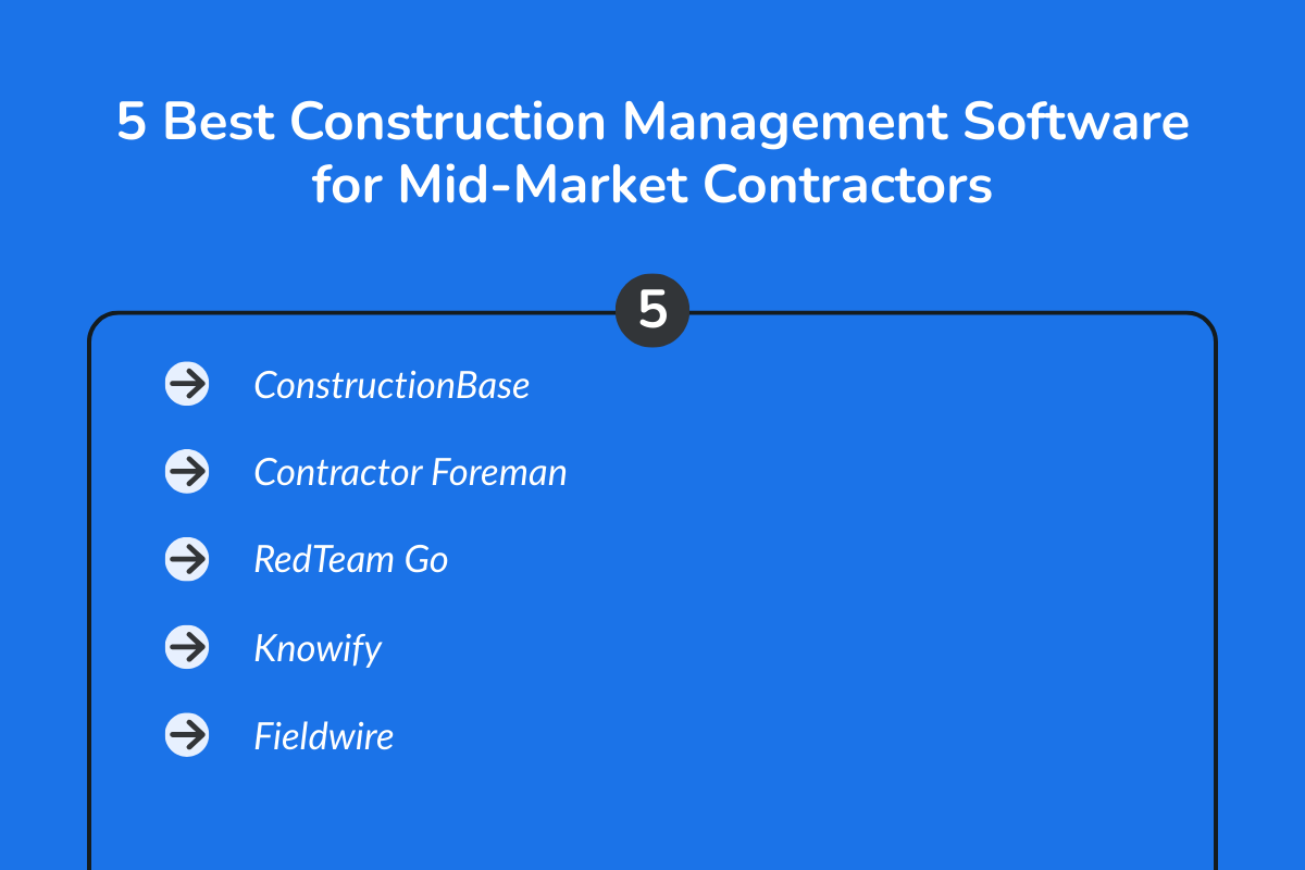 5 Best Construction Management Software for Mid-Market Contractors
