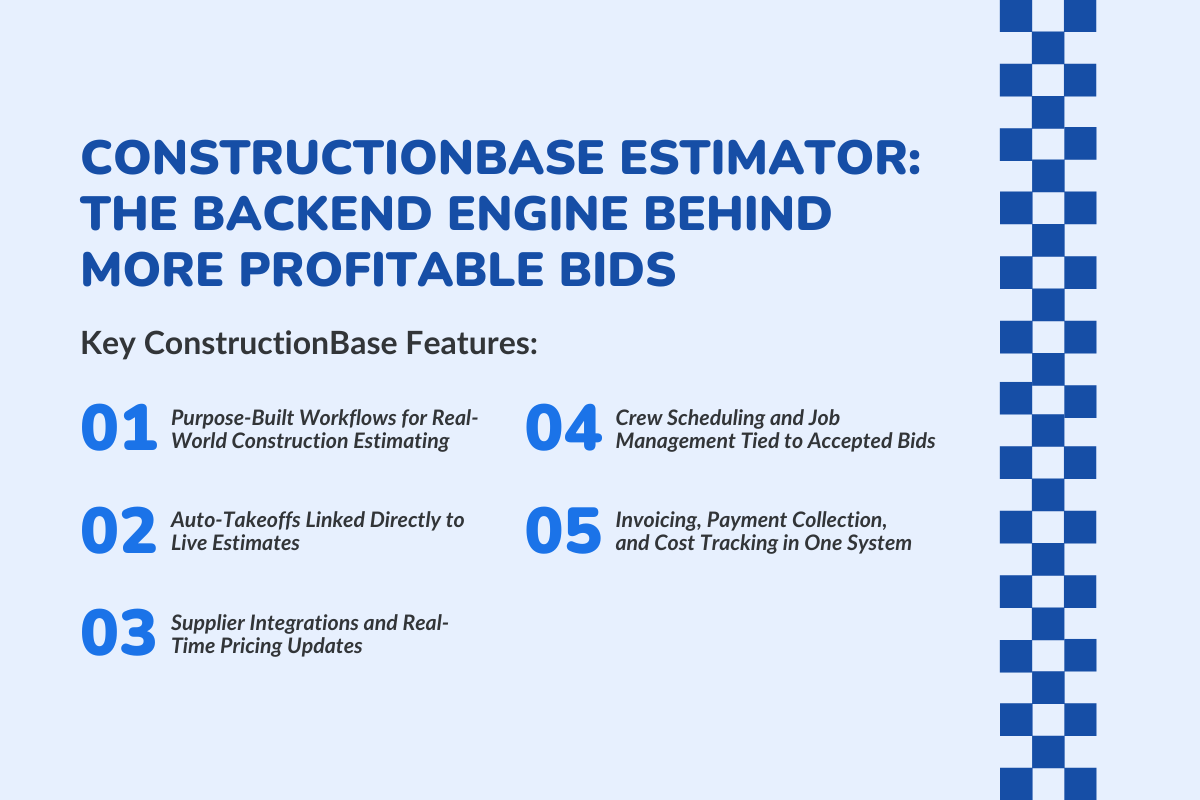 ConstructionBase Estimator: The Backend Engine Behind More Profitable Bids
