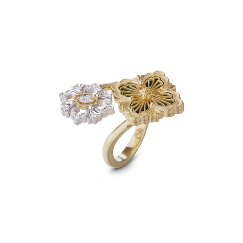 Un anello in oro giallo con due fiori