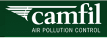 A green sign that says camfil air pollution control