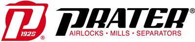 A logo for prater airlocks mills and separators