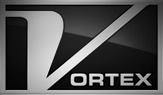 A black and white logo for vortex is shown