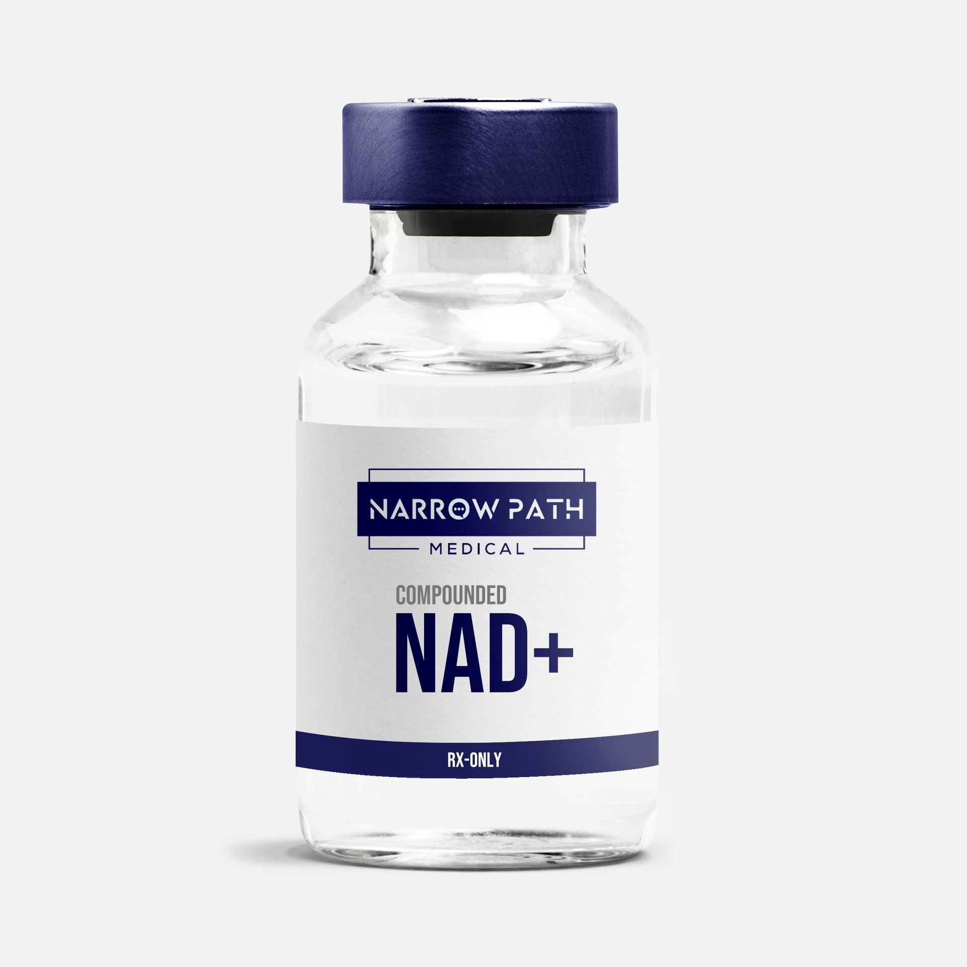 A bottle of nad + is on a white background.