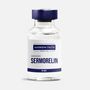 A bottle of sermorelin is on a white background.