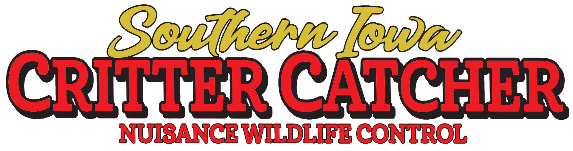 Southern Iowa Critter Catcher logo in red and yellow with 