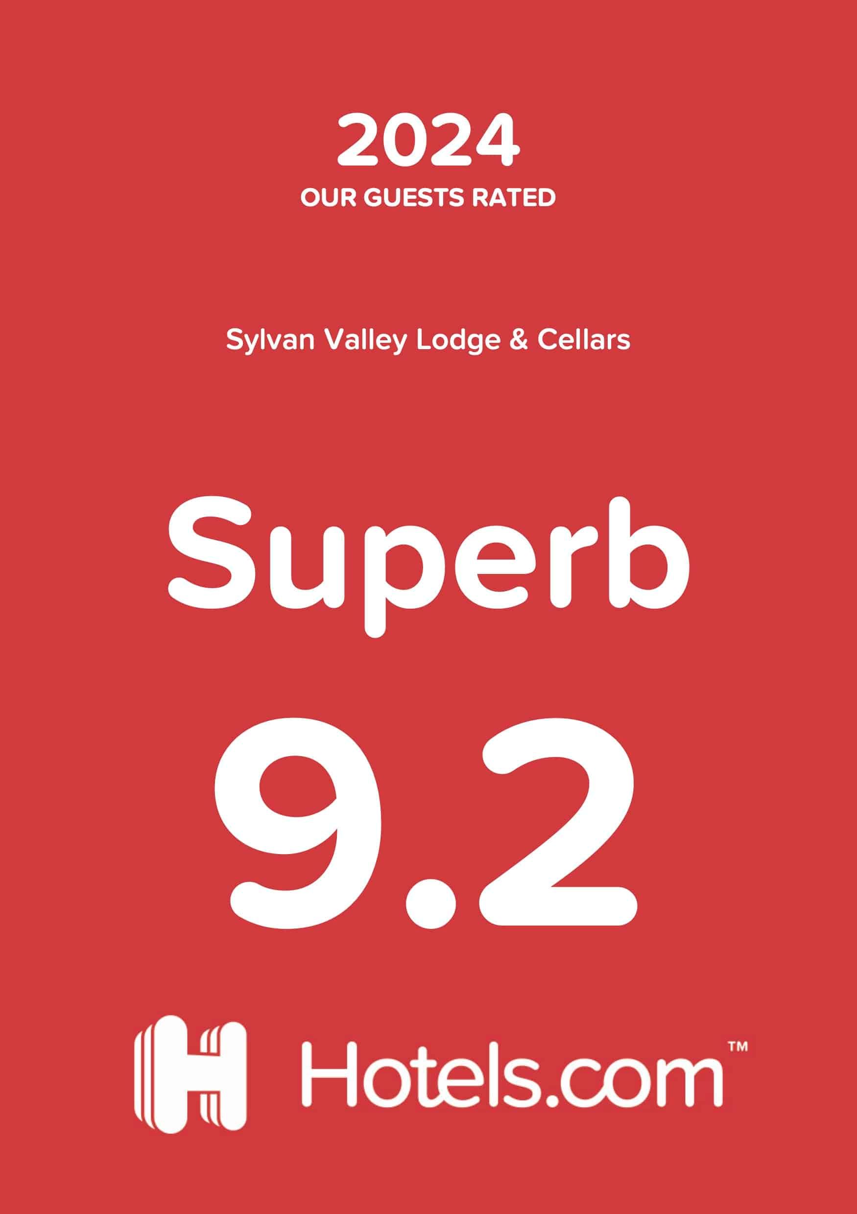 A red sign that says superb 9.2 on it