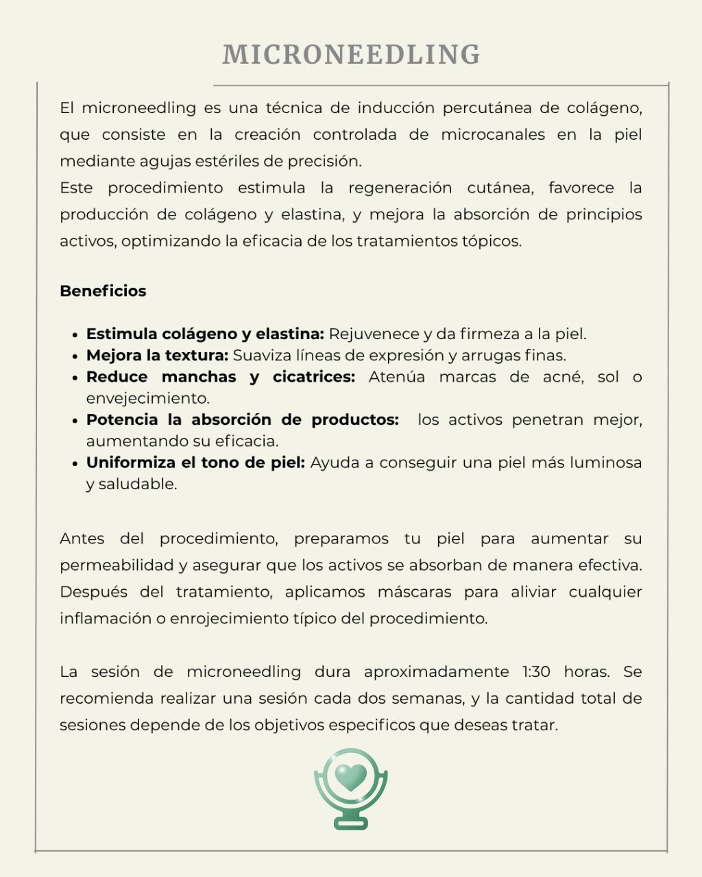 Texto que explica el procedimiento de microagujas. 