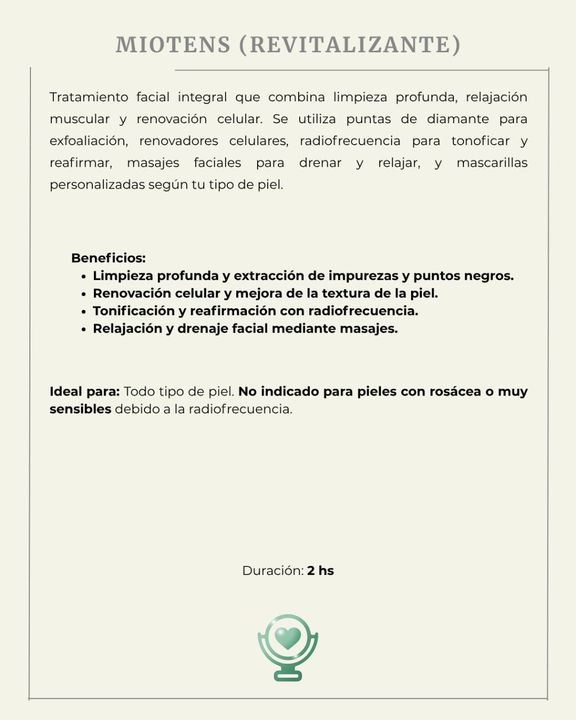 El texto sobre fondo beige describe el tratamiento 