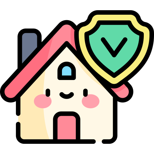 A house with a shield on top of it.