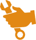 An orange icon of a hand holding a wrench.