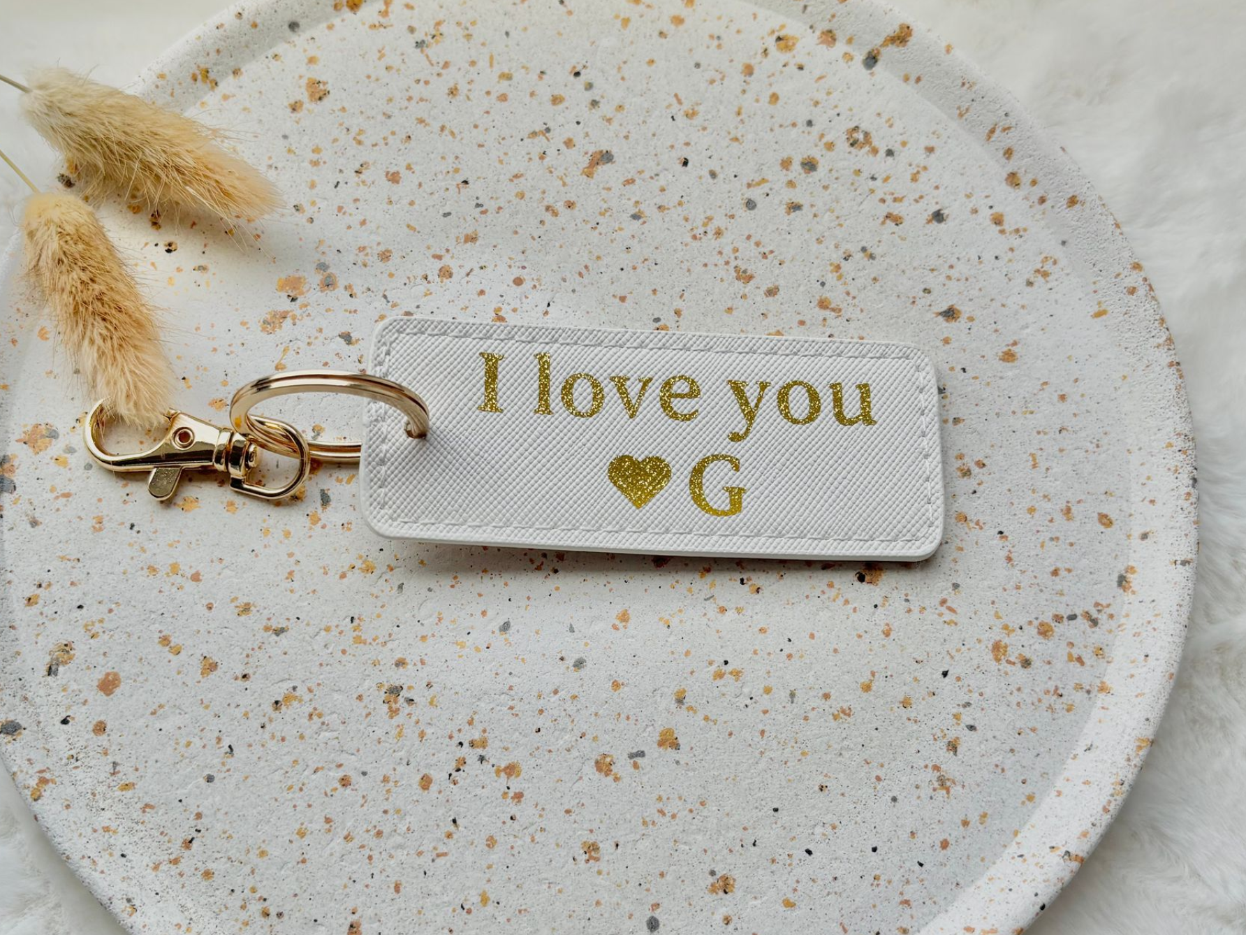 Personalized Heart Keychain: Custom Name PU Leather Monogram