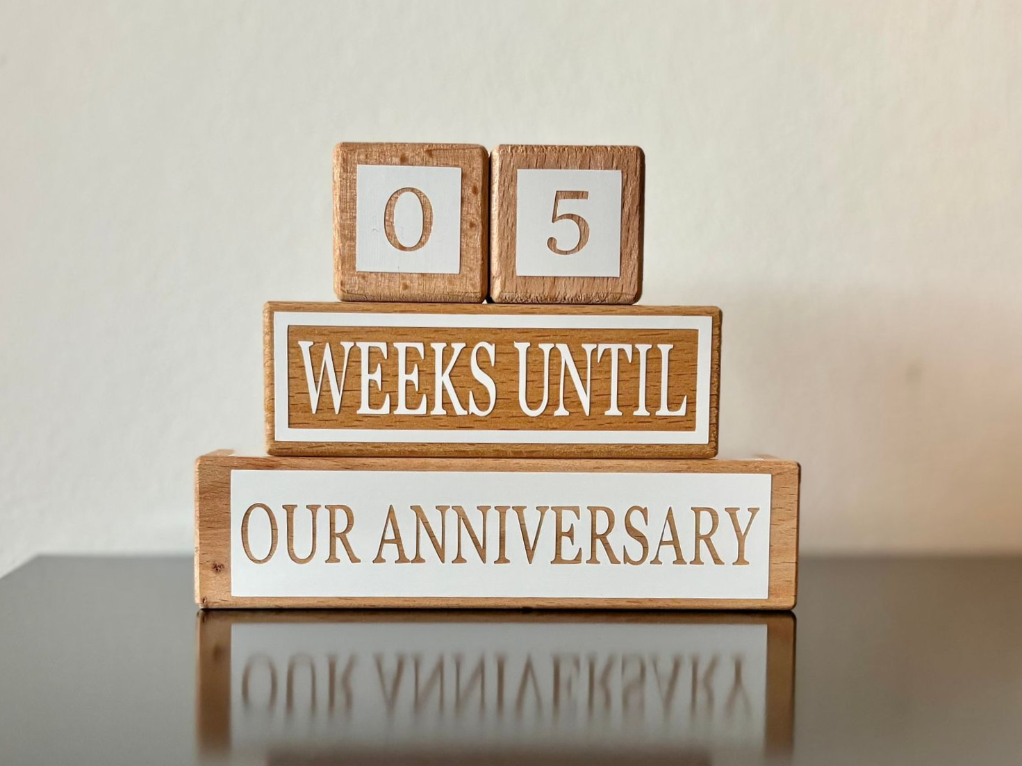 Wooden wedding countdown block: 
