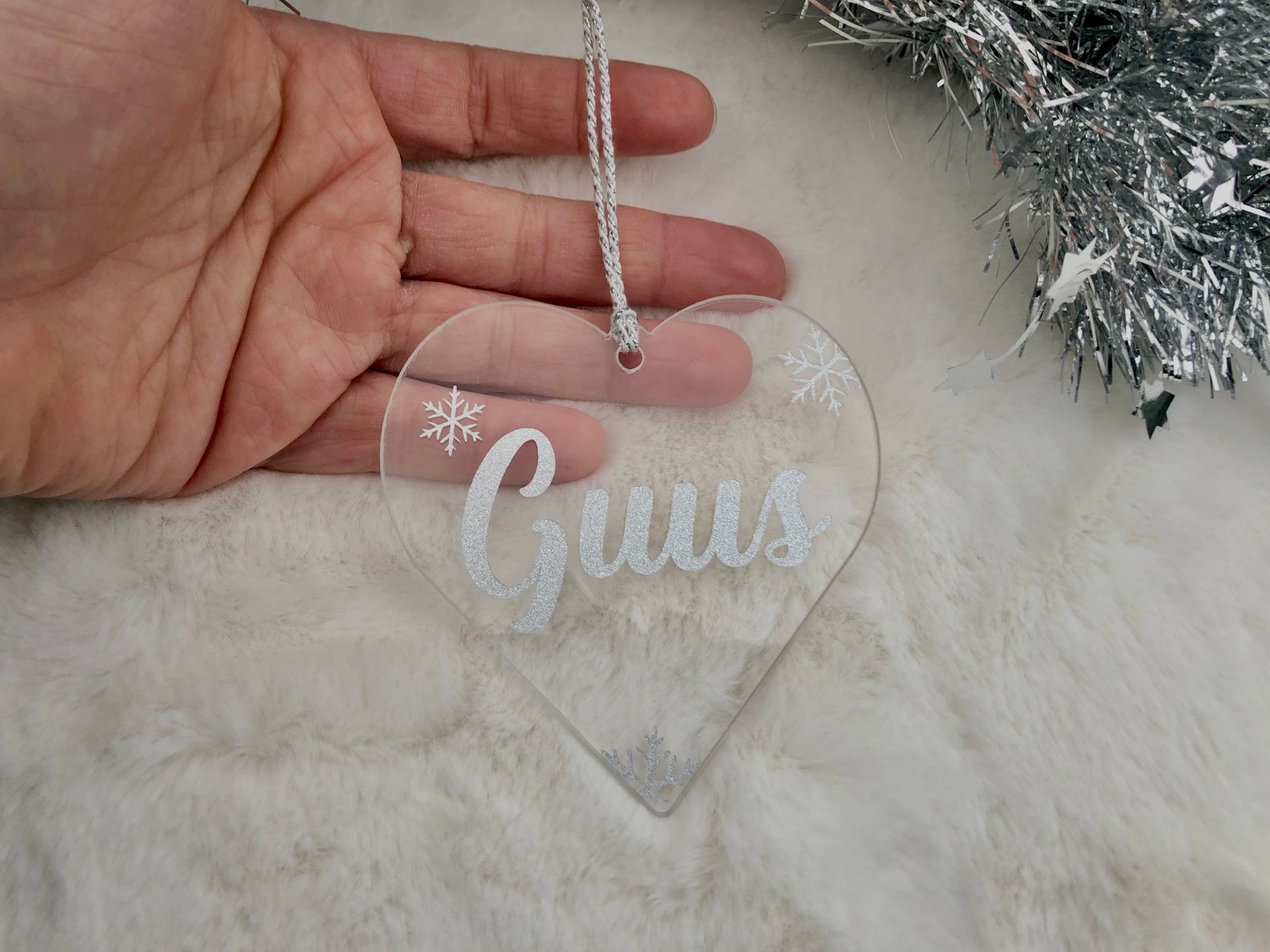 Heart Shape Name Christmas Ornament