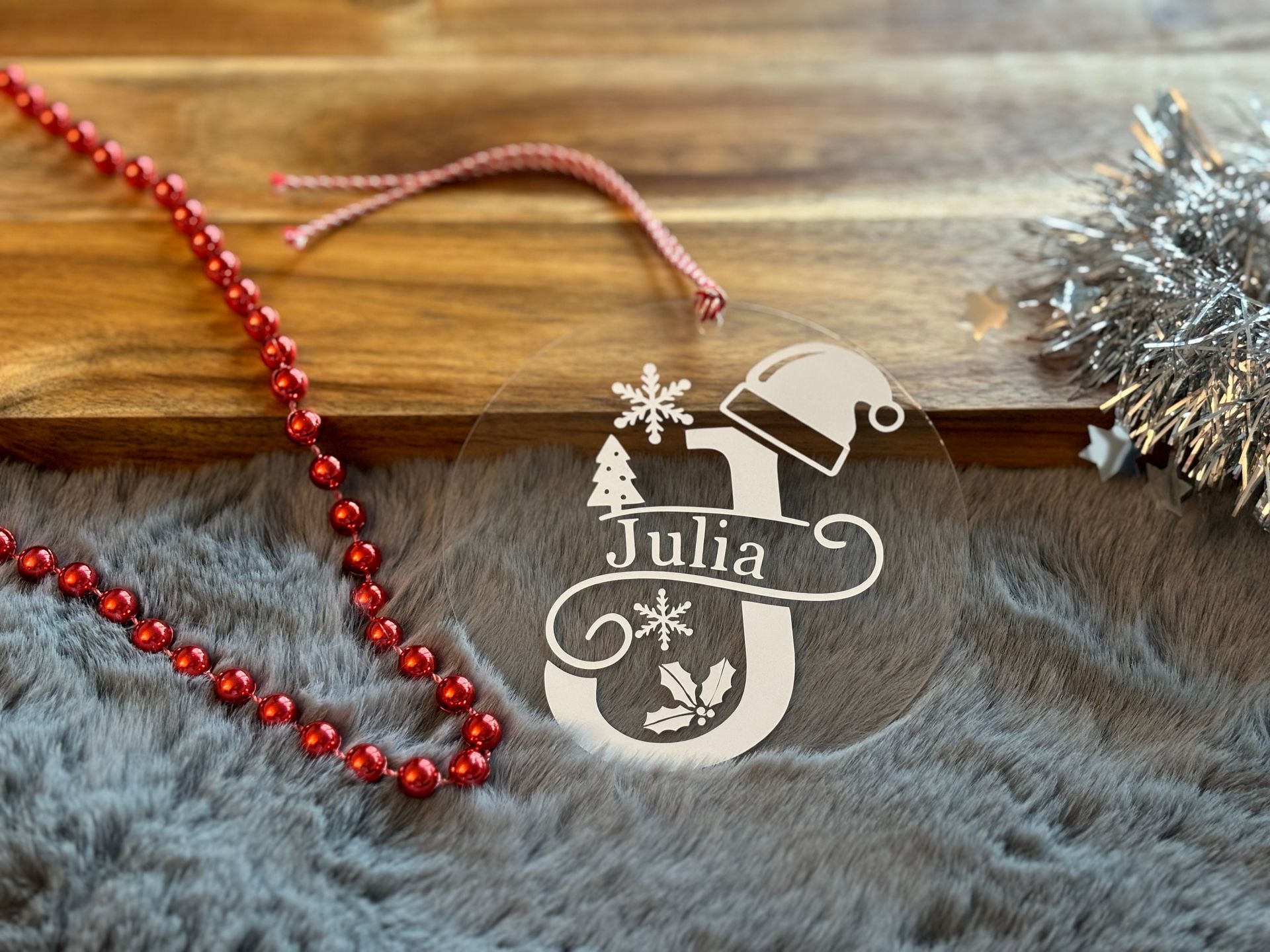 Clear Christmas ornament with 