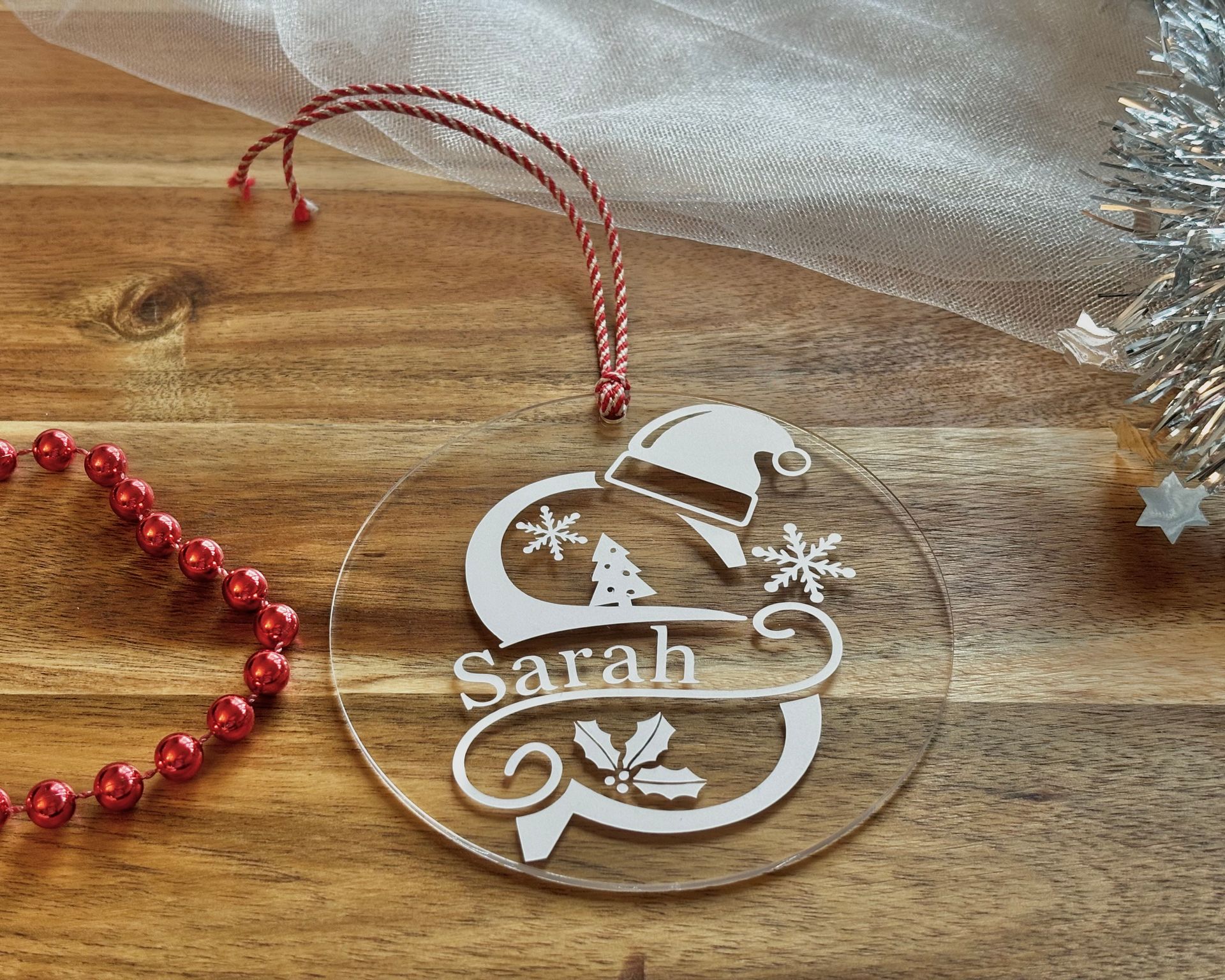 Clear Christmas ornament with 