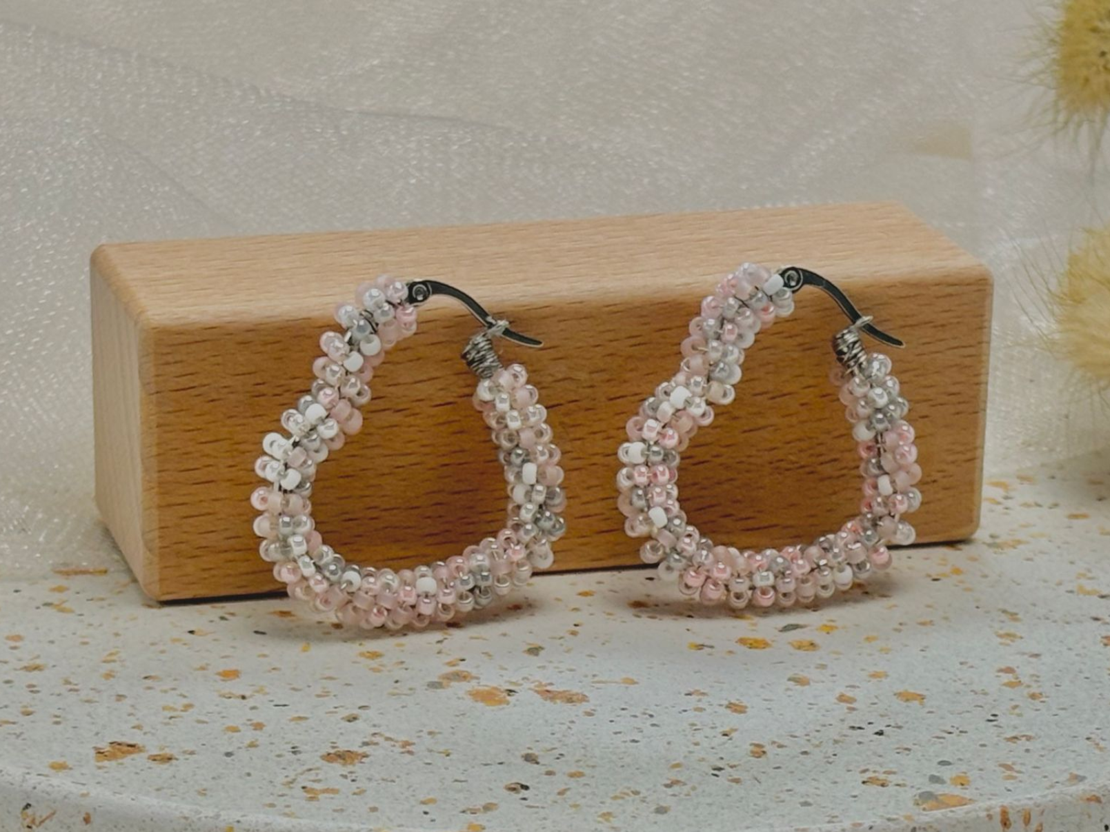 Seed Beads Hoop Earrings